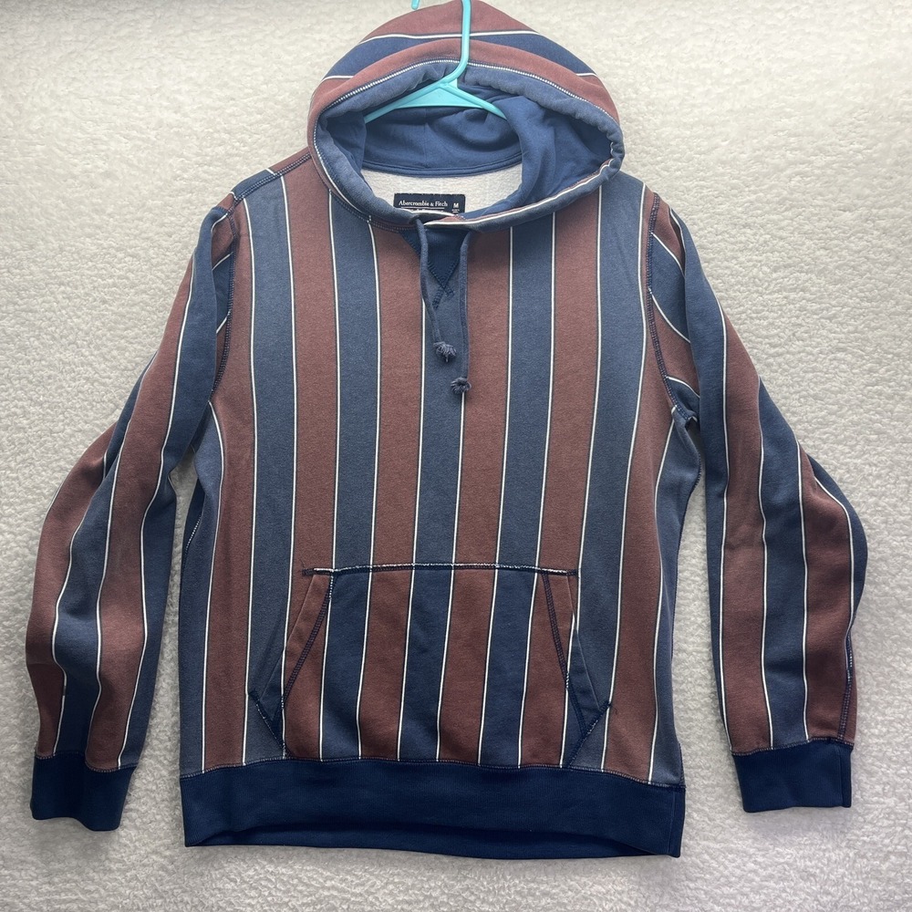 American Eagle Hoodie Mens Medium Blue red Soft AF fleece Pullover Drawstring